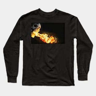 Skull blowing Hell Fire Long Sleeve T-Shirt